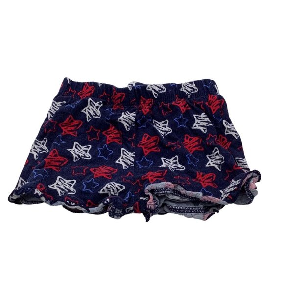 Healthtex Toddler Girls Star Print Ruffle Hem Shorts Size 3T Elastic Waist Blue - Picture 1 of 7